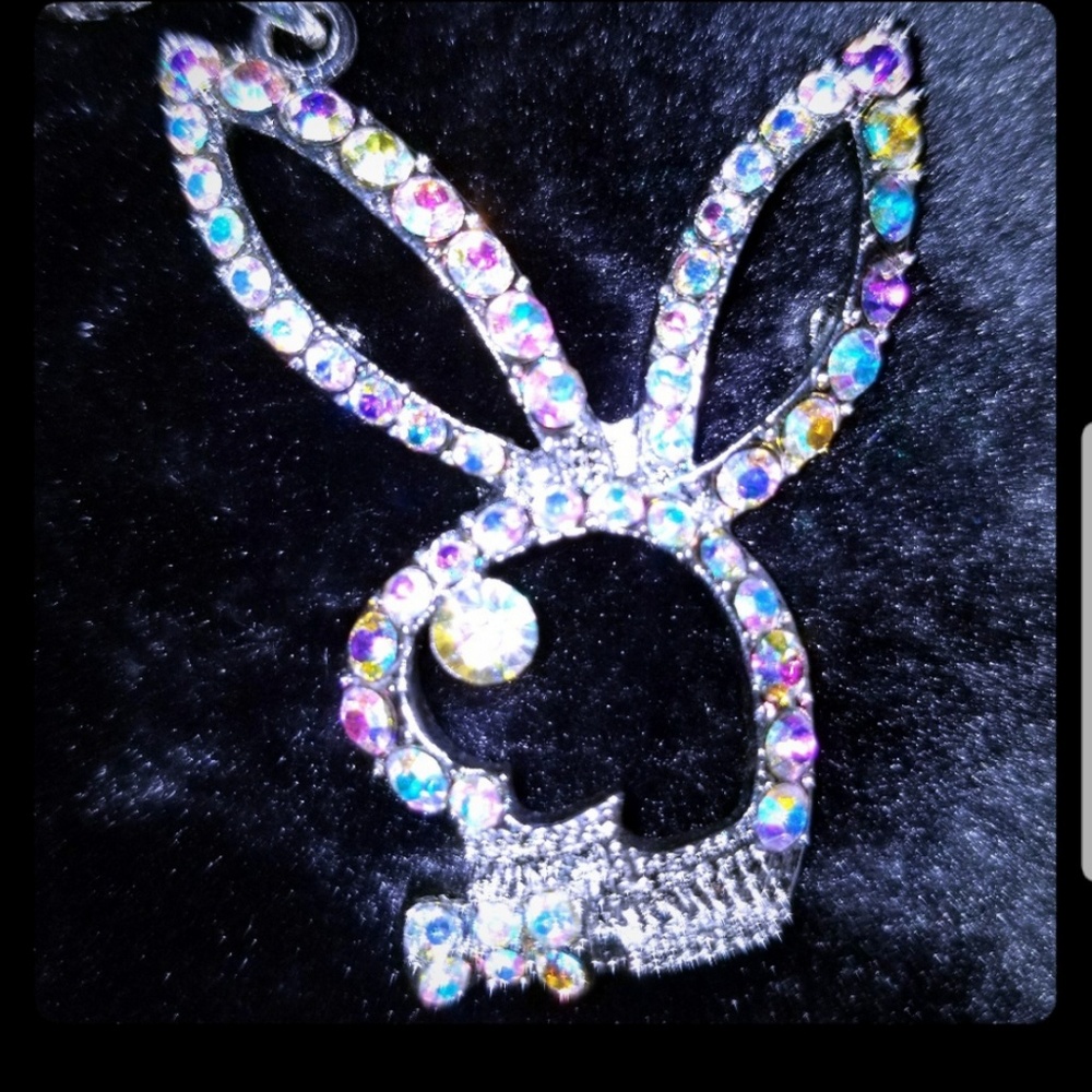 Playboy bunny necklace Swarovski crystal bling!